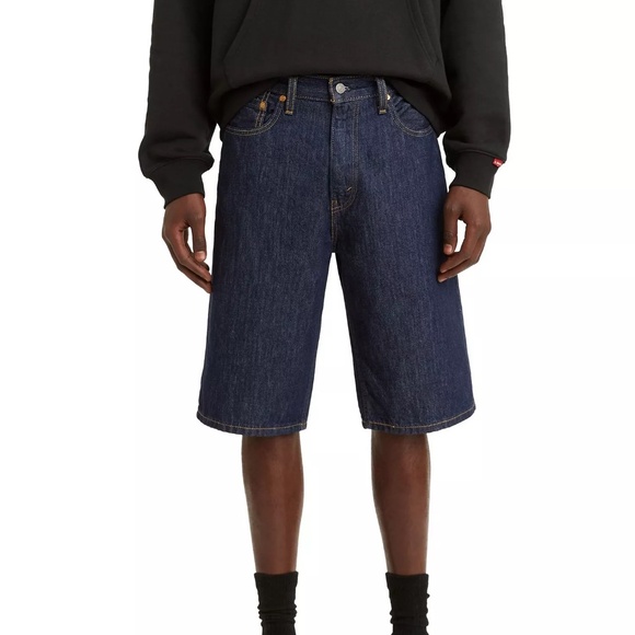 Levi's Jean Shorts Men's 40 469 Loose Fit Dark Wash Wide Leg Denim 100% Cotton - Picture 1 of 3